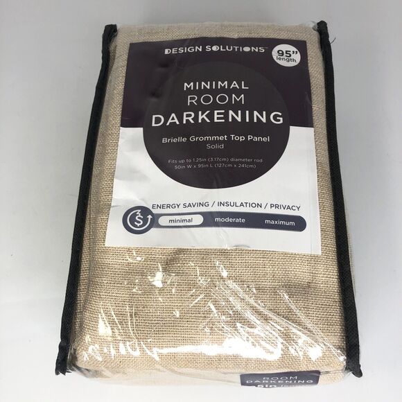 Design Solutions Room Darkening 95” Brielle Curtain Panel Natural Tan 1 Panel - Picture 3 of 12